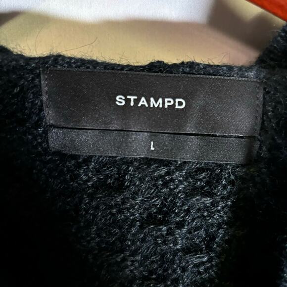 Stampd Harbor Hooded Sweater Cable-Knit Pullover Alpaca Wool Black Size L - Picture 13 of 16